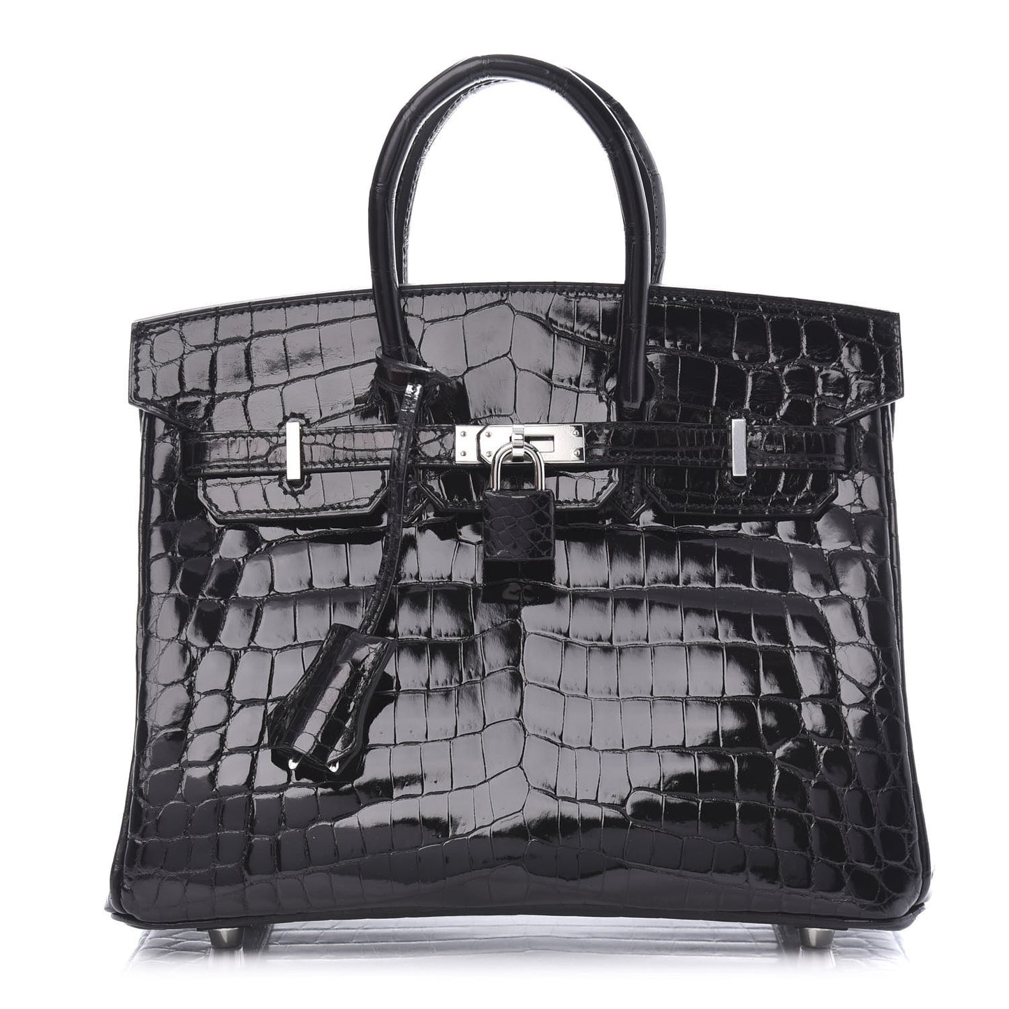 Shiny Niloticus Crocodile Birkin 25 Black