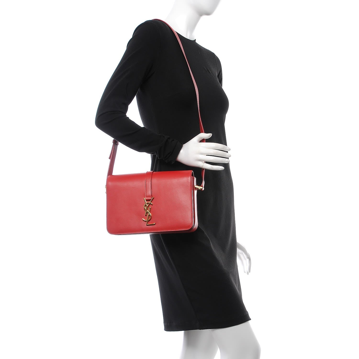 Saint Laurent Smooth Calfskin Medium Classic Monogram Universite Bag Red 2 of 6