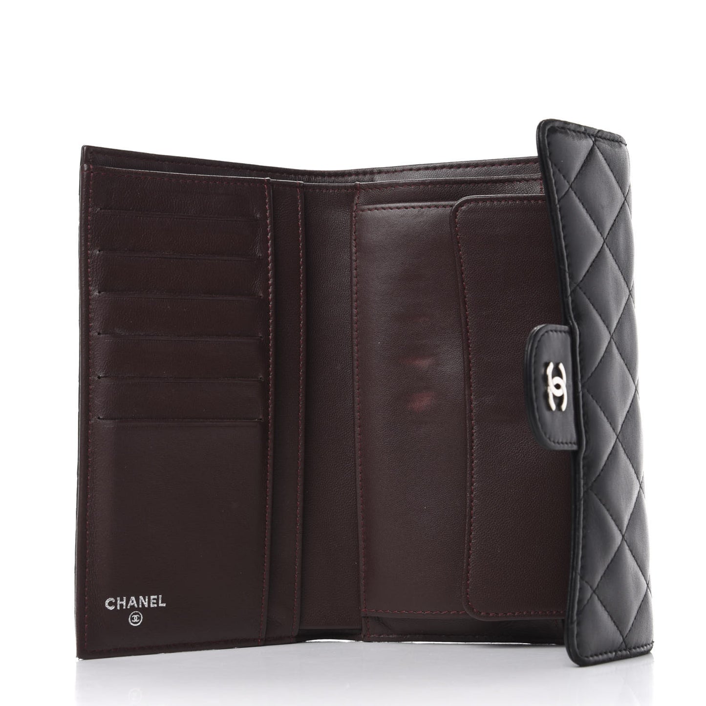 Lambskin Quilted Large Flap Wallet Black