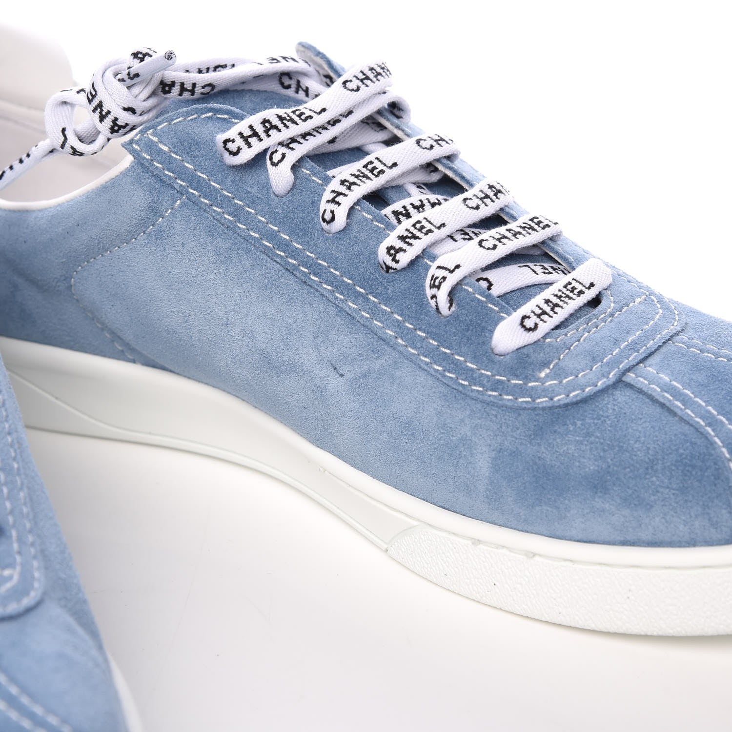 Chanel Suede Calfskin Sneakers 41 Sky Blue 11 of 13