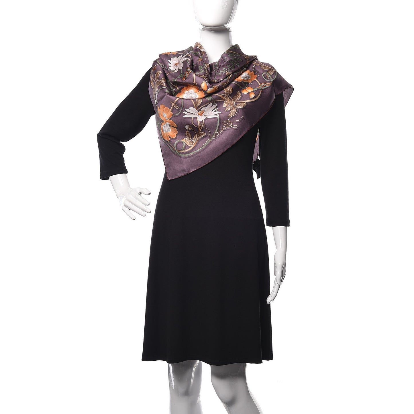 Silk Floral Scarf Purple
