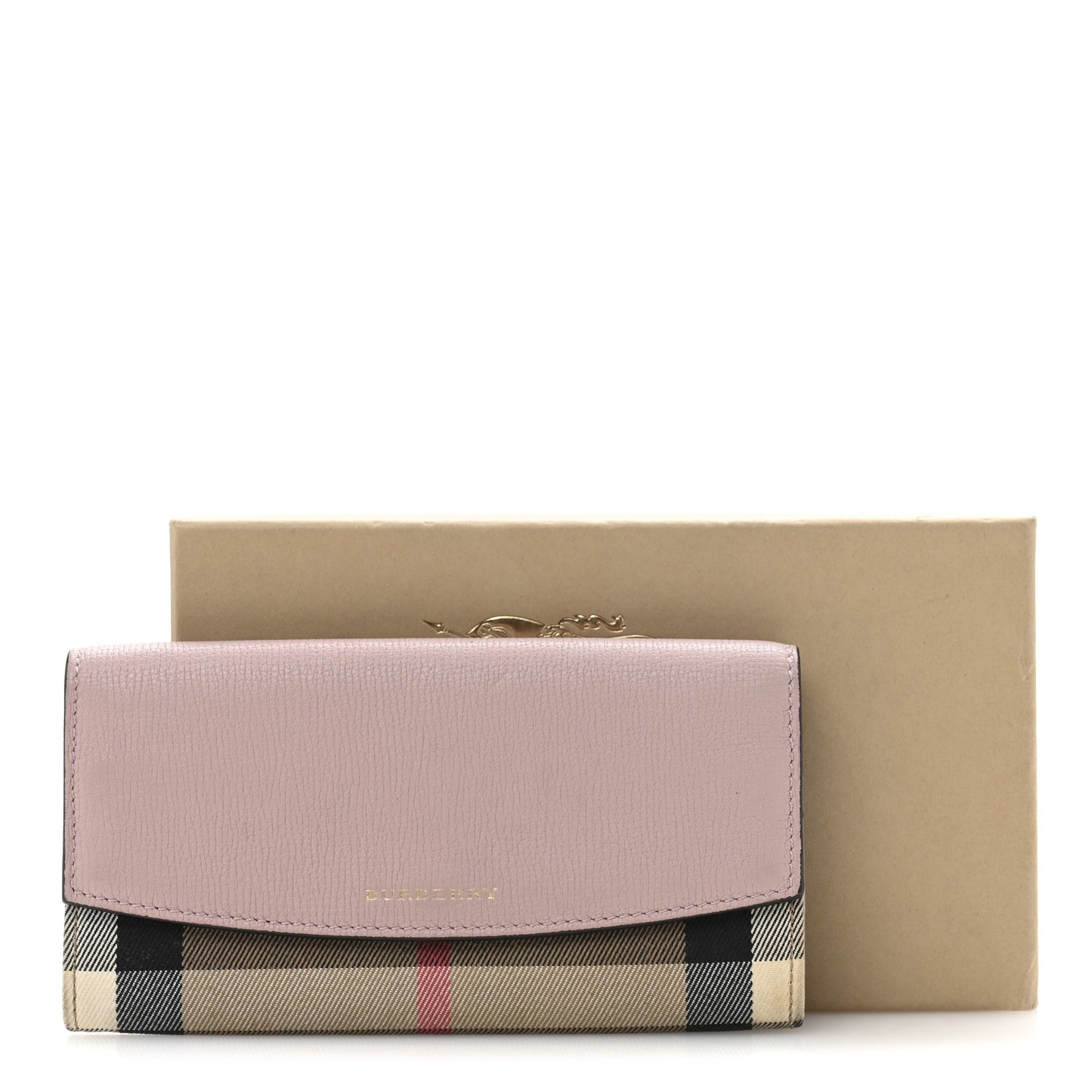 Calfskin House Check Porter Continental Wallet Pale Orchid