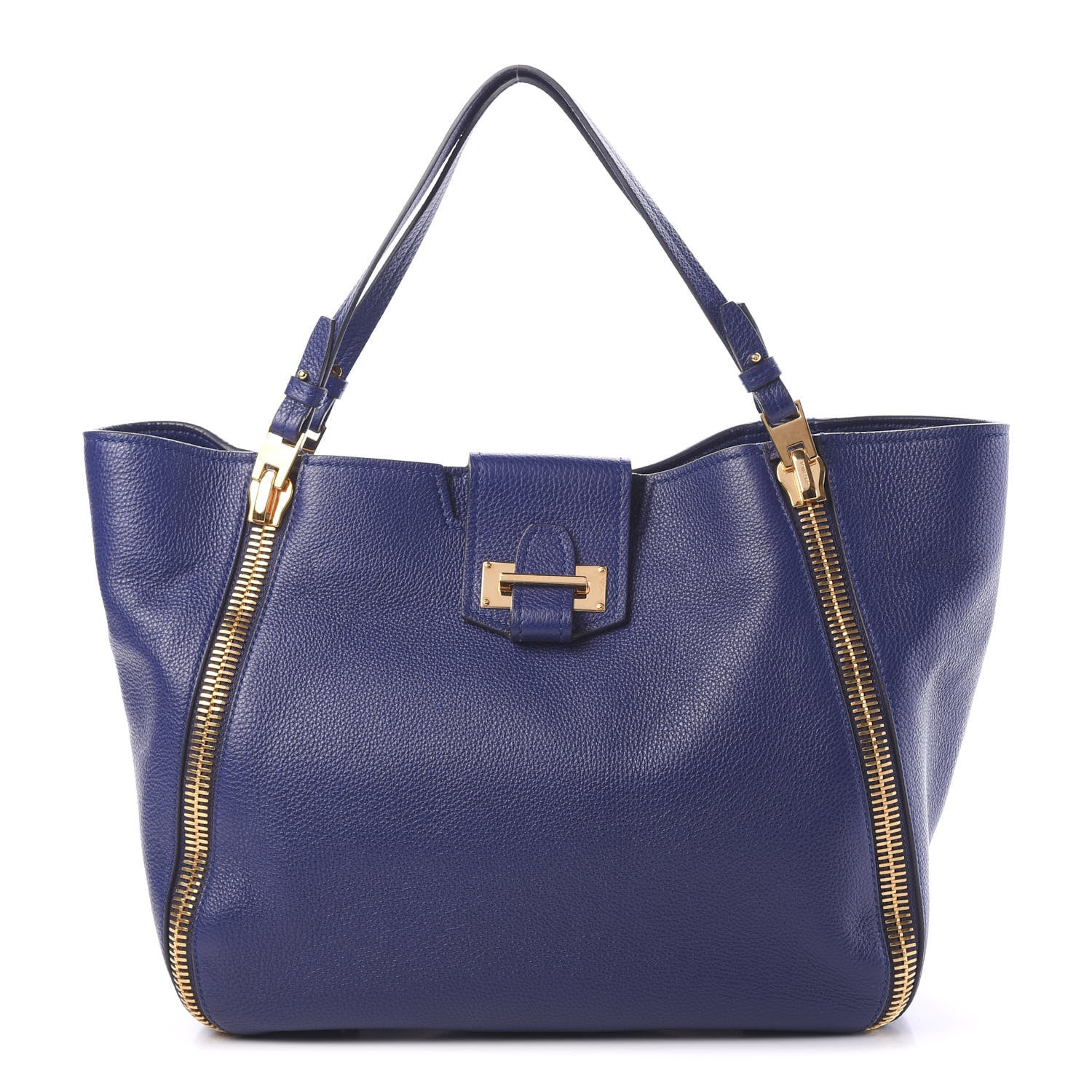 Tom Ford Grained Calfskin Sedgwick Medium Zipper Tote Cobalt 1 of 12