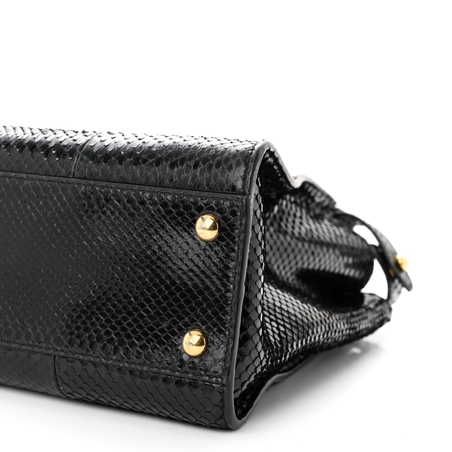 Snakeskin Nappa Medium Peekaboo Iconic Satchel Black