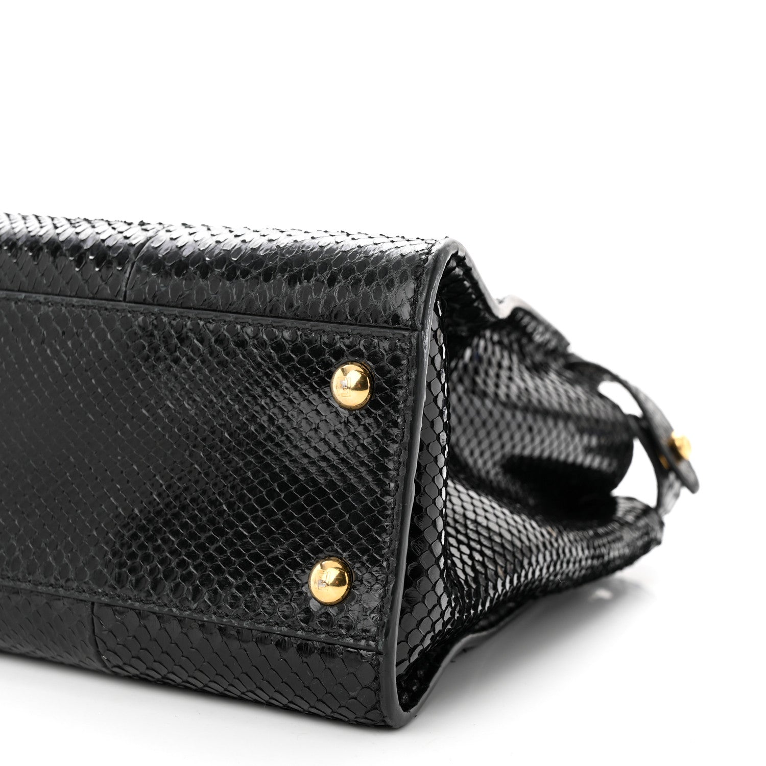 Fendi Snakeskin Nappa Medium Peekaboo Iconic Satchel Black 11 of 11