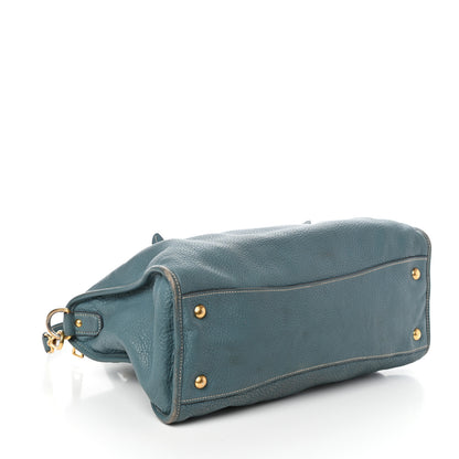 Prada Vitello Daino Shopping Satchel Marine 4 of 9