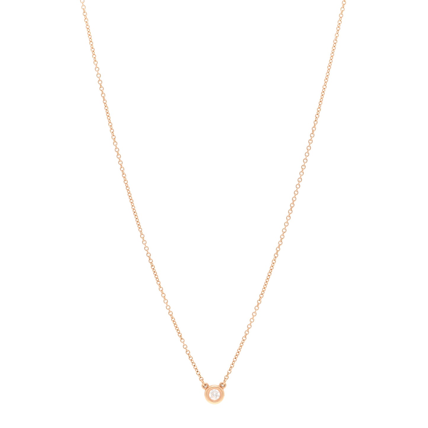 18K Rose Gold Diamond .10ct Elsa Peretti Diamonds by the Yard Pendant Necklace
