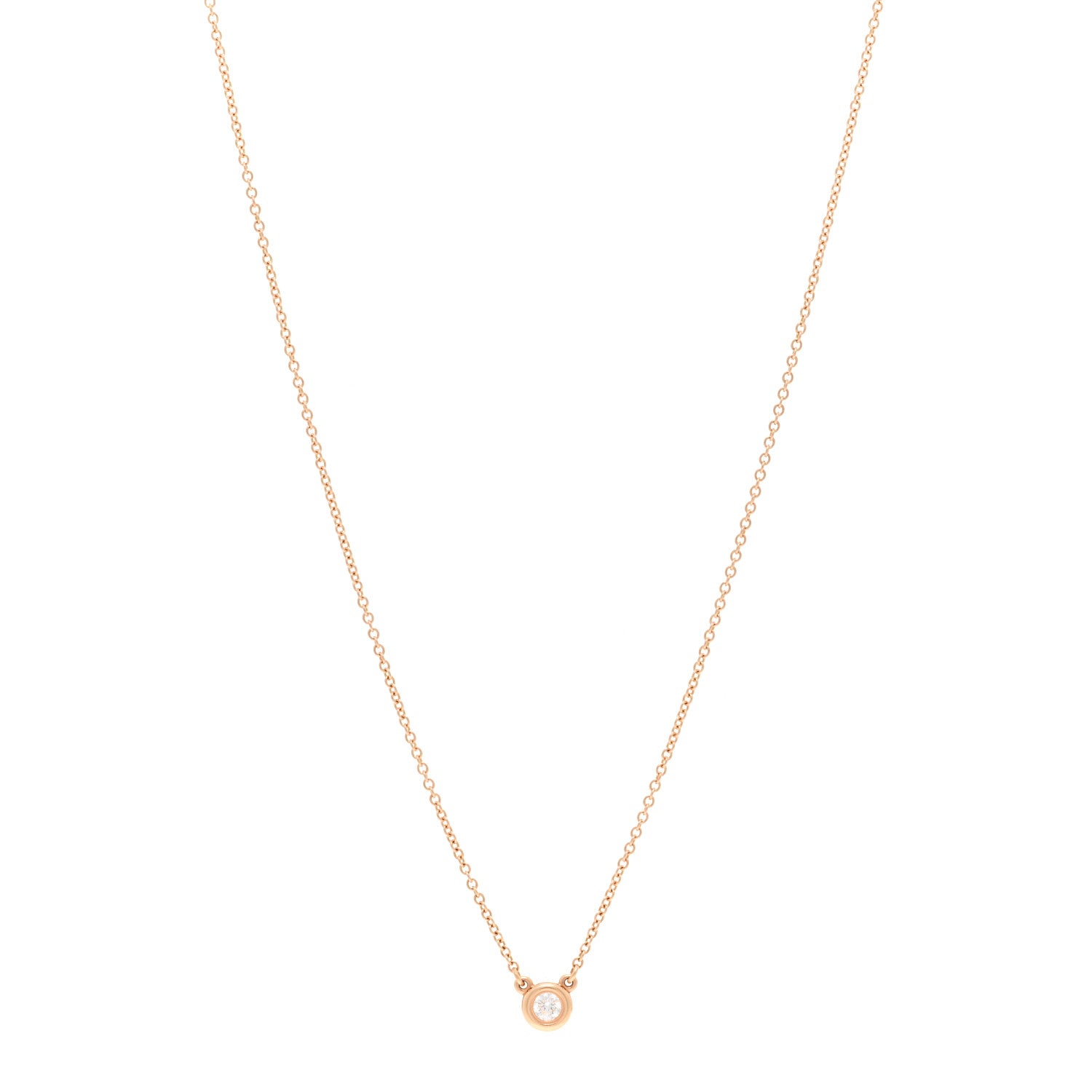 Tiffany 18K Rose Gold Diamond .10ct Elsa Peretti Diamonds by the Yard Pendant Necklace 1 of 5