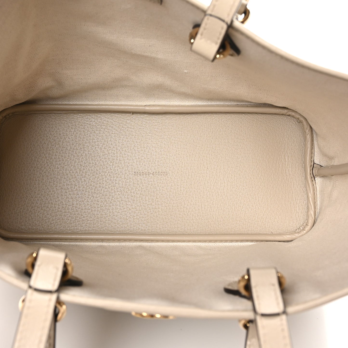 GG Supreme Monogram Textured Dollar Calfskin Small Ophidia Shoulder Tote Bag Beige Mystic White Oatmeal