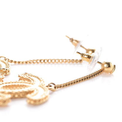 Chanel CC Drop Earrings Matte Gold 3 of 4
