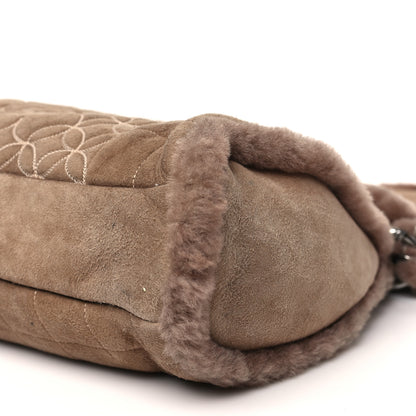 Chanel Shearling Suede Stiched CC Tote Dark Brown 11 of 11