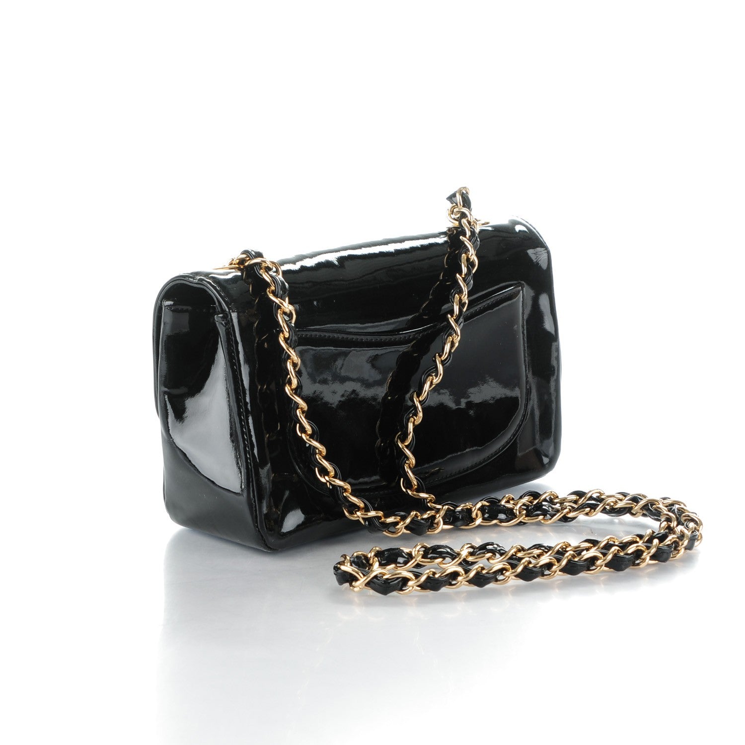 Chanel Patent Calfskin Camellia Mini Rectangular Flap Black 3 of 6