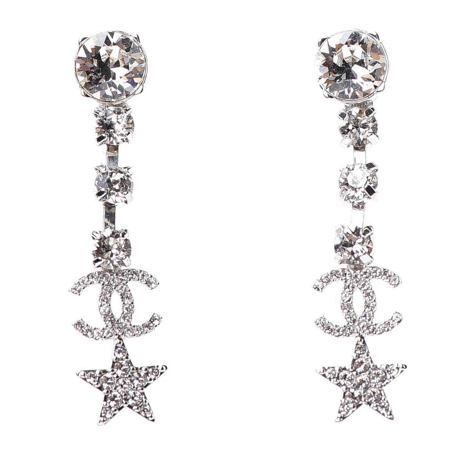 Crystal Starfall Drop CC Earrings Silver