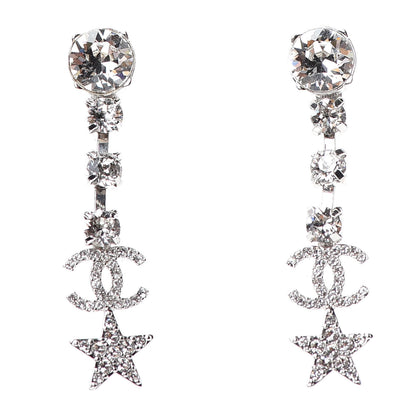 Chanel Crystal Starfall Drop CC Earrings Silver 1 of 4
