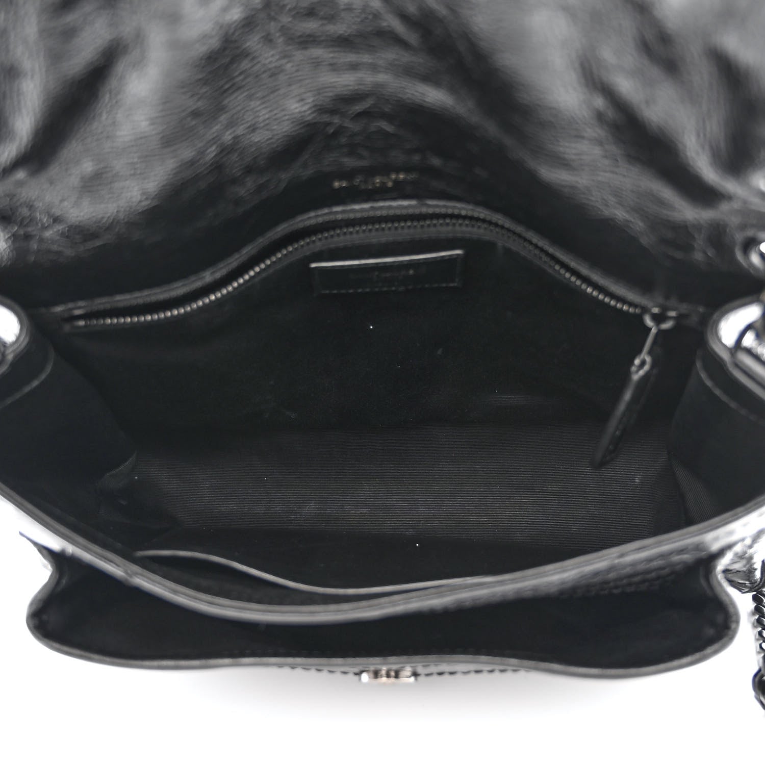 Saint Laurent Crinkled Calfskin Matelasse Monogram Medium Niki Chain Satchel Black 5 of 12