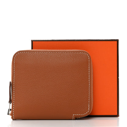 Hermes Evercolor Silk'In Compact Wallet Gold 9 of 9