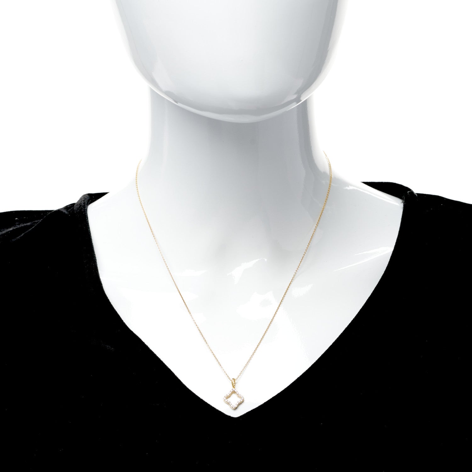 David Yurman 18K Yellow Gold Diamond Cable Collectibles Quatrefoil Pendant Necklace 2 of 4