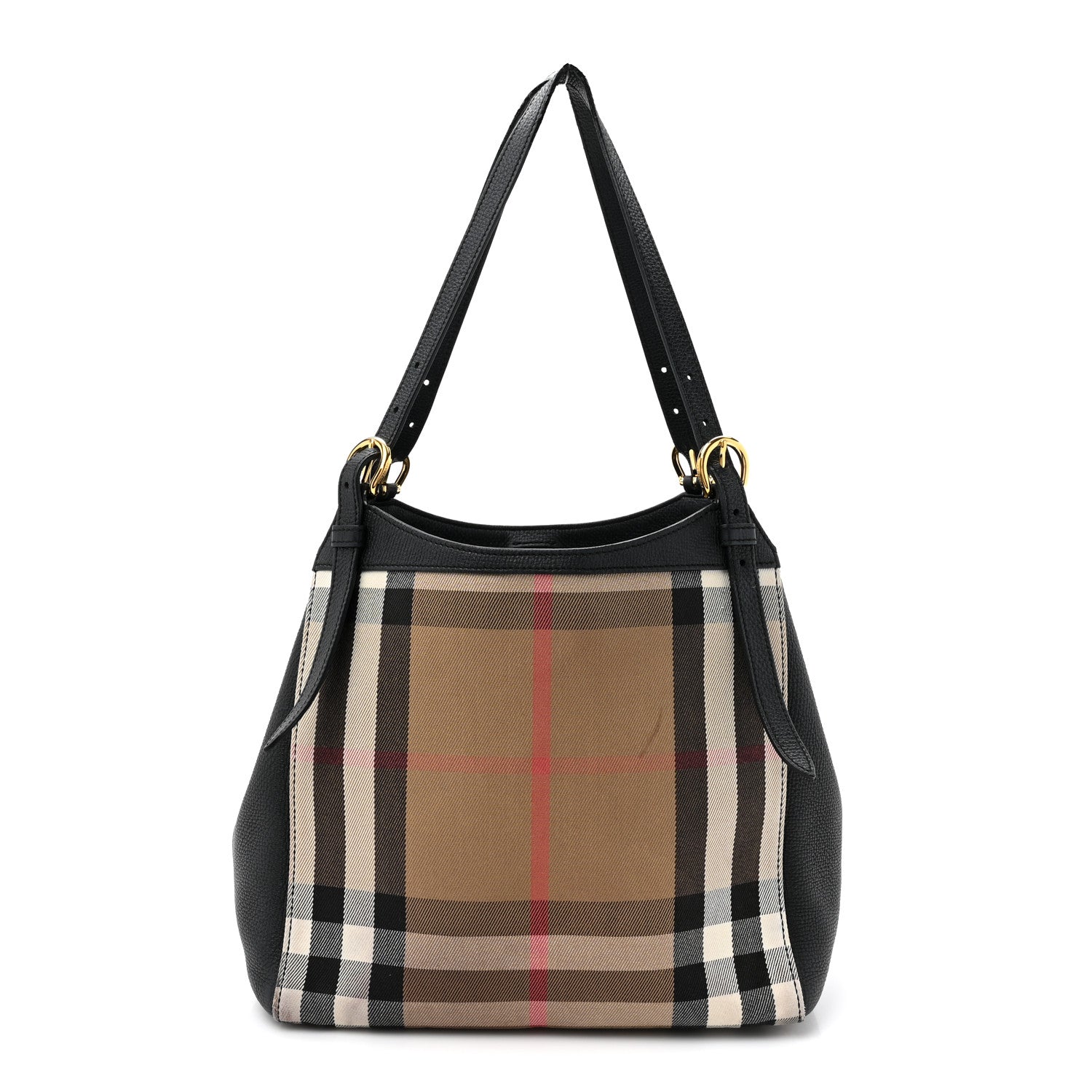 Burberry Grainy Calfskin House Check Small Canterbury Tote Black 1 of 16