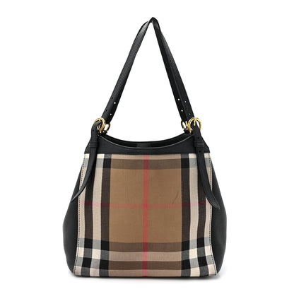 Burberry Grainy Calfskin House Check Small Canterbury Tote Black 1 of 16