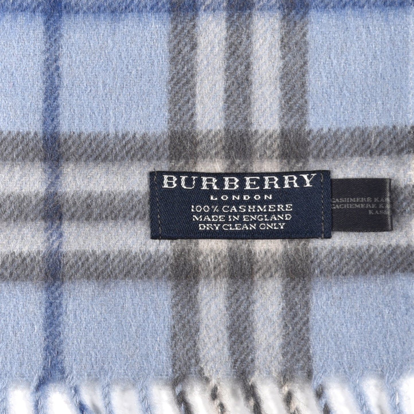 Cashmere House Check Fringe Scarf Light Blue