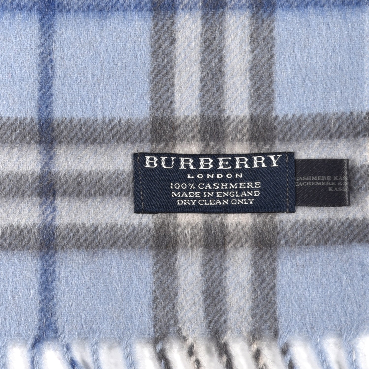 Burberry Cashmere House Check Fringe Scarf Light Blue 4 of 4