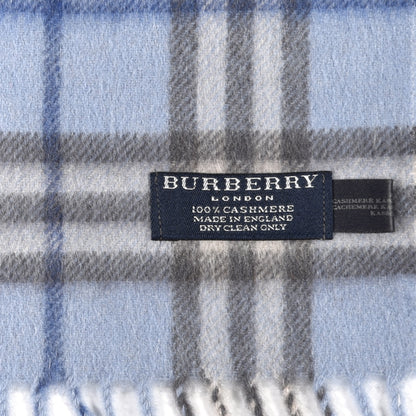 Burberry Cashmere House Check Fringe Scarf Light Blue 4 of 4