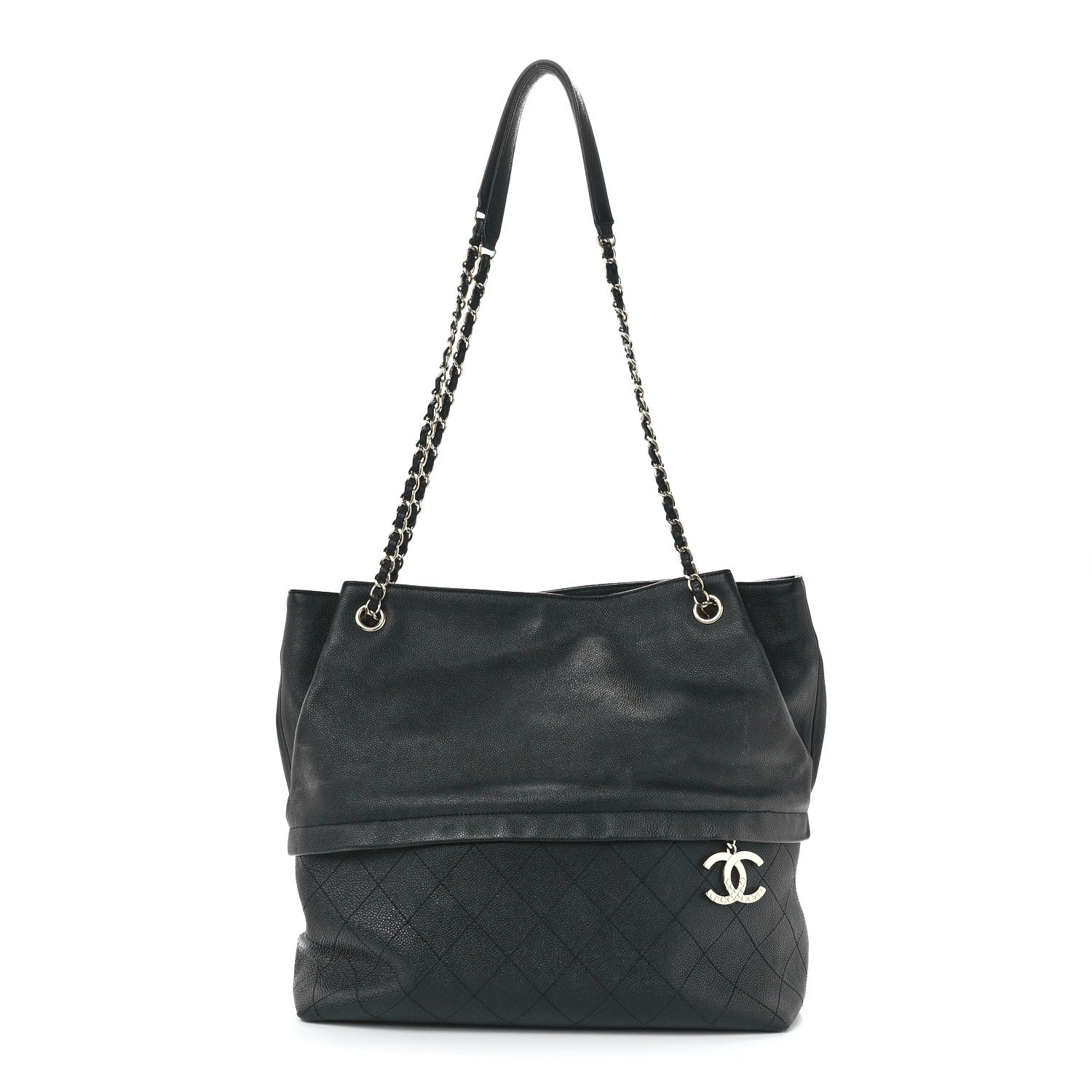 Chanel Crumpled Grained Calfskin Zip and Carry Shopping Tote Black 1 of 11