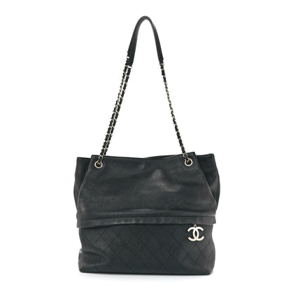 Chanel Crumpled Grained Calfskin Zip and Carry Shopping Tote Black 1 of 11