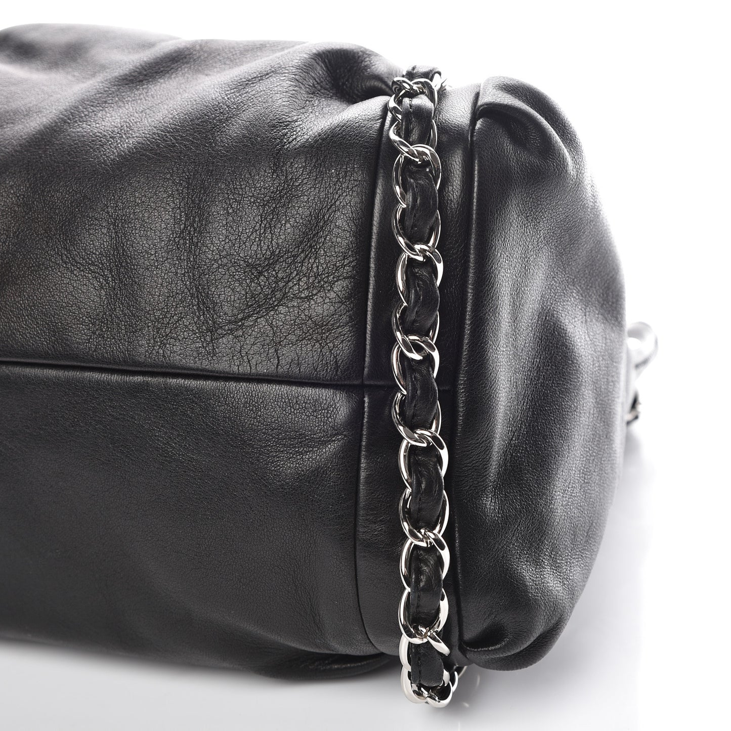 Lambskin Large Sharpei Shoulder Bag Black
