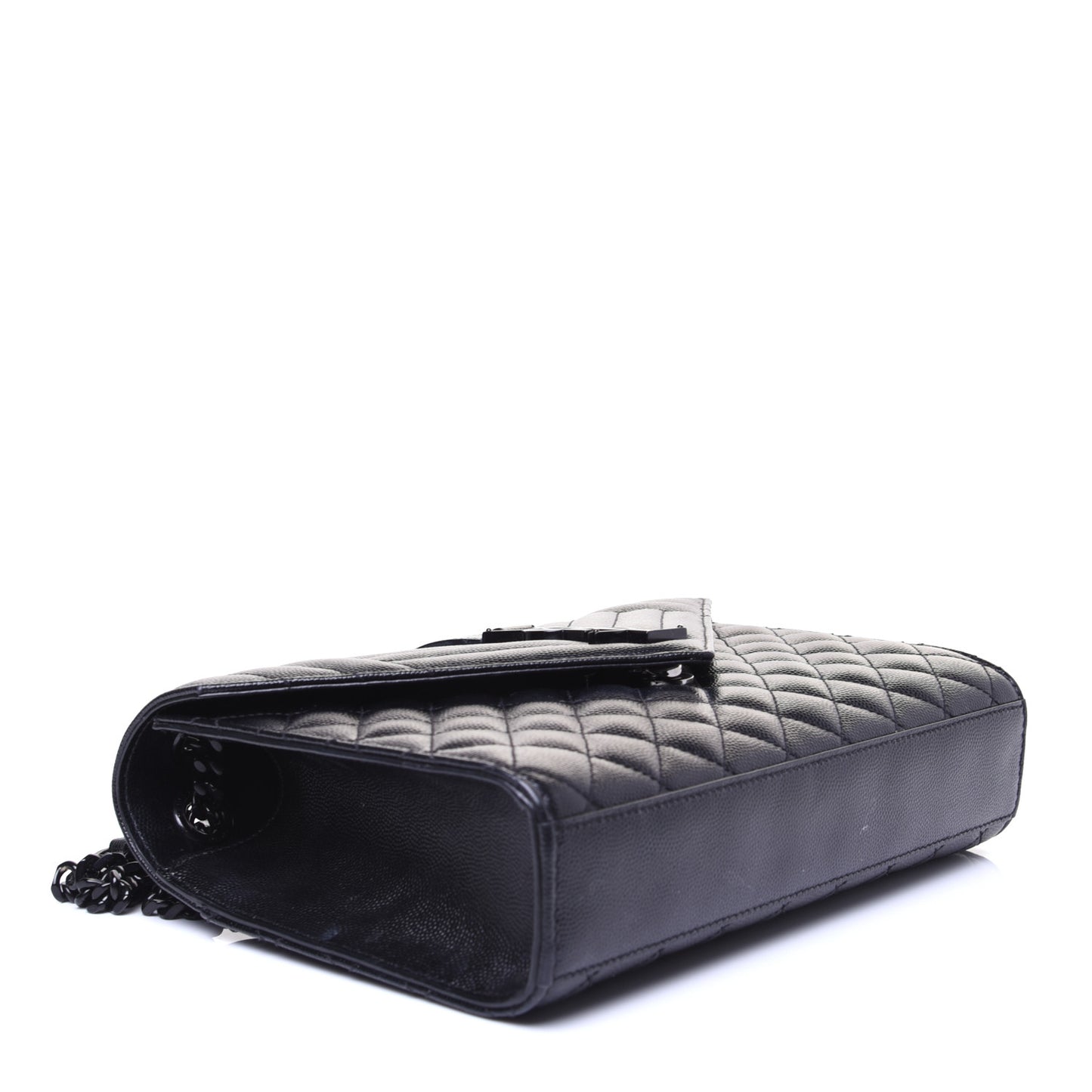 Grain De Poudre Textured Mixed Matelasse Triquilt Medium Monogram Satchel Black