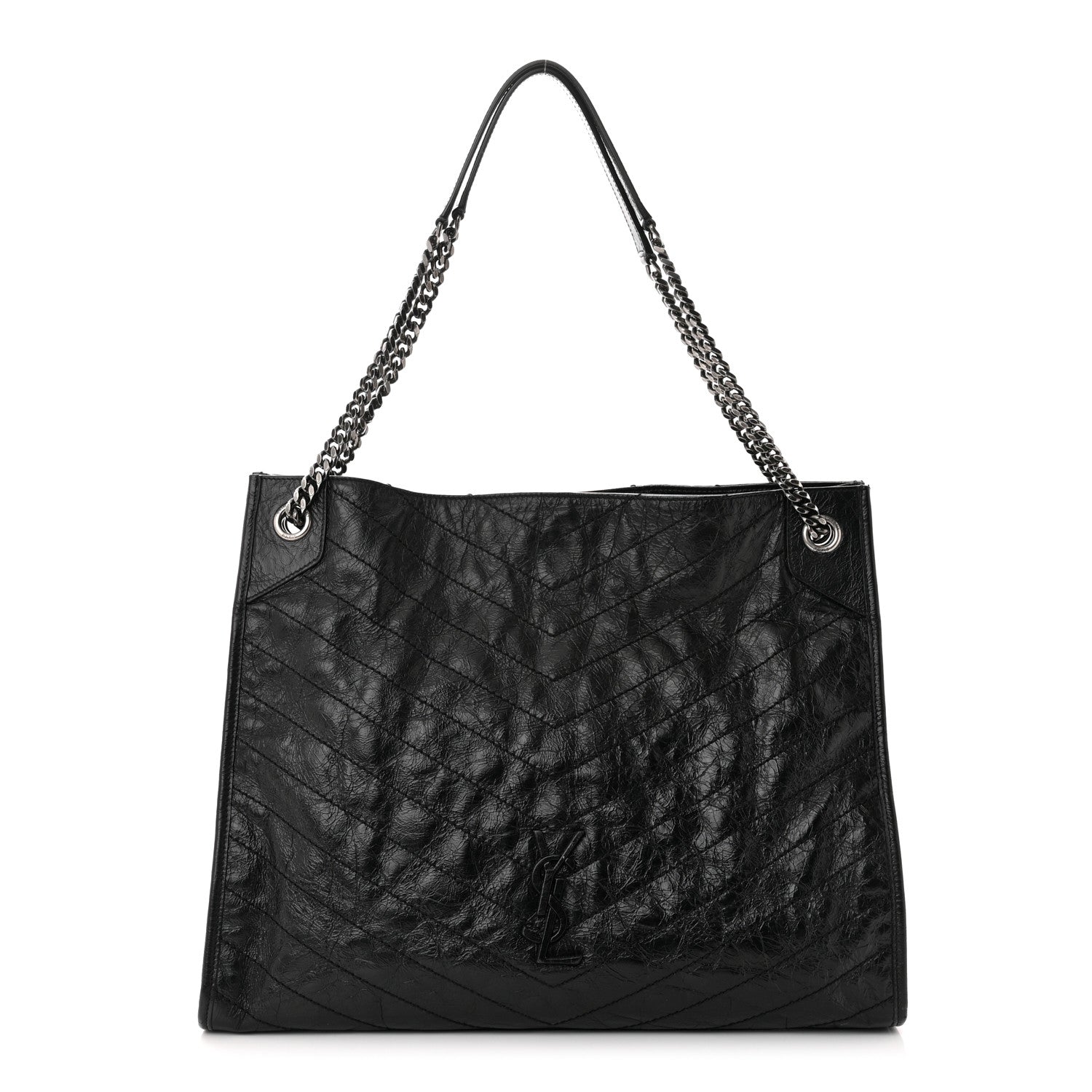 Saint Laurent Crinkled Calfskin Matelasse Monogram Niki Shoulder Bag Black 1 of 12