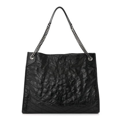 Saint Laurent Crinkled Calfskin Matelasse Monogram Niki Shoulder Bag Black 1 of 12