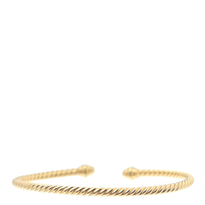 David Yurman 18K Yellow Gold Diamond 3mm Cablespira Bracelet 3 of 6