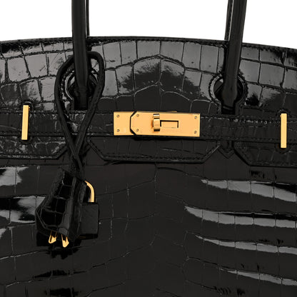 Hermes Shiny Niloticus Crocodile Birkin 30 Black 8 of 12