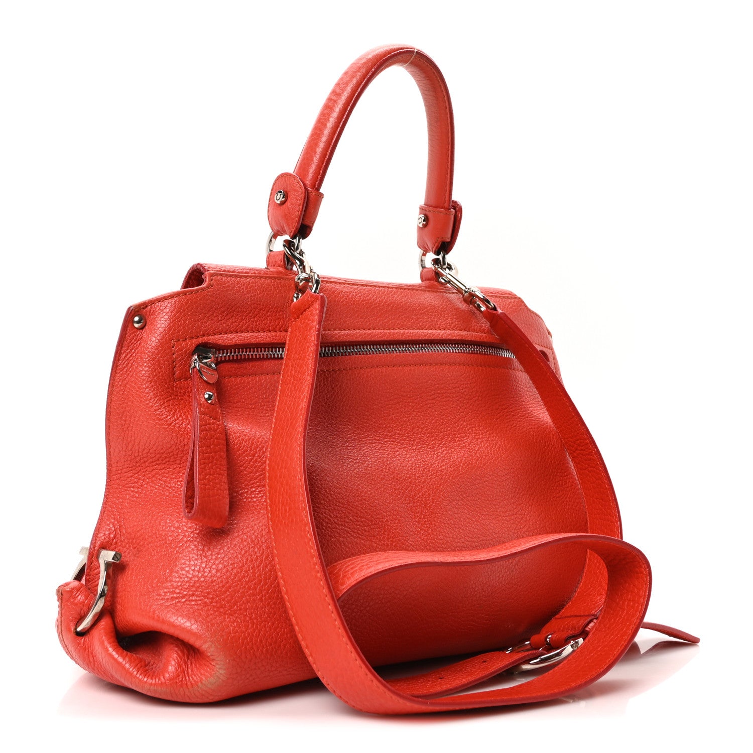 Salvatore Ferragamo Grained Calfskin Large Sofia Satchel Sunset 3 of 9