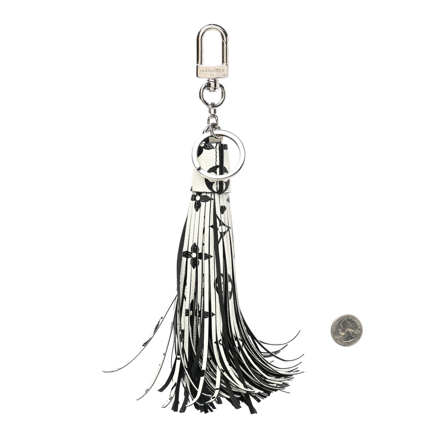 Monogram Tassel Bag Charm White