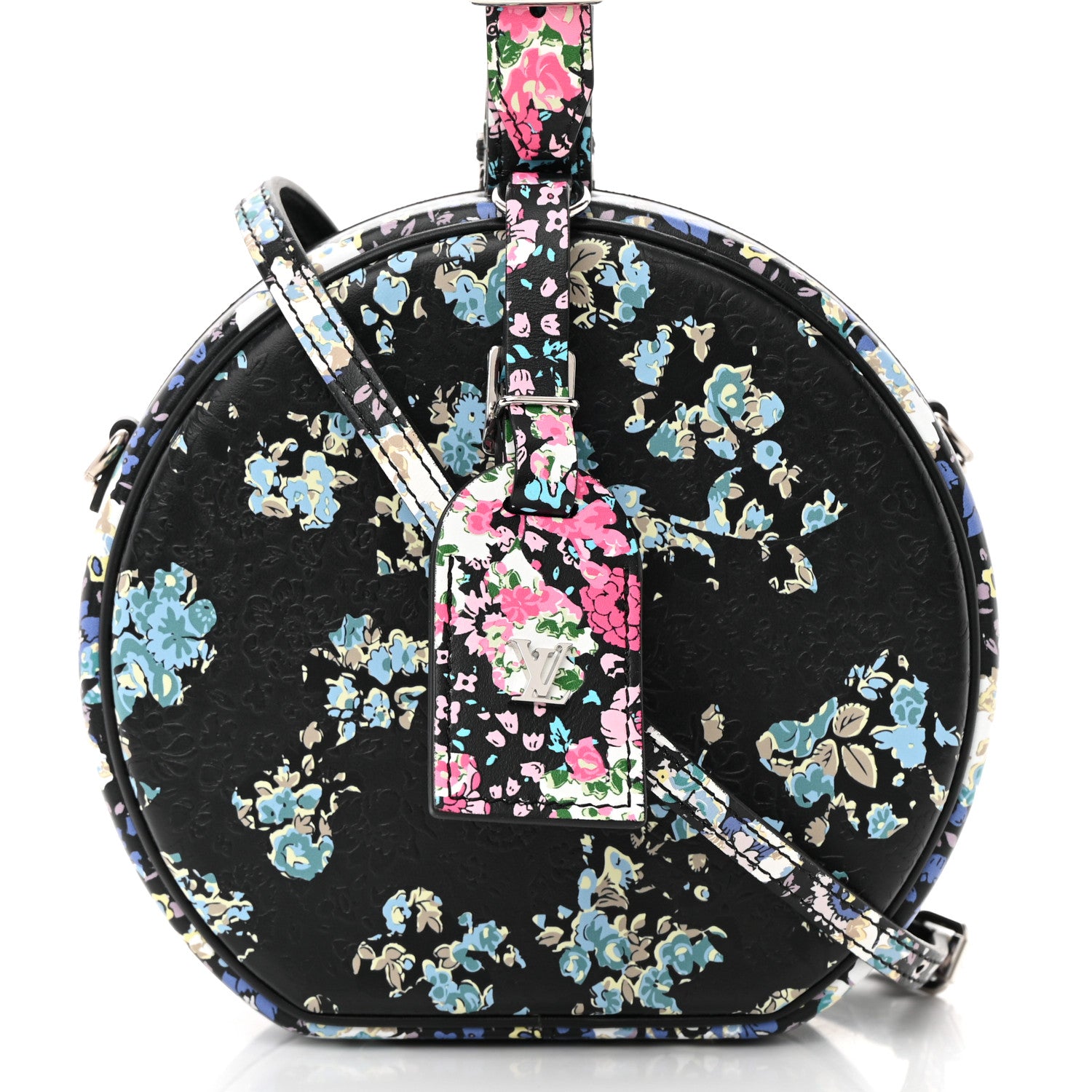 Louis Vuitton Calfskin Floral Print Petite Boite Chapeau Black 8 of 16