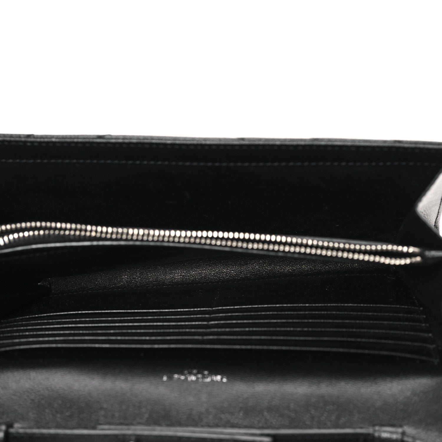 Saint Laurent Grain De Poudre Matelasse Chevron Monogram Chain Wallet Black 5 of 12