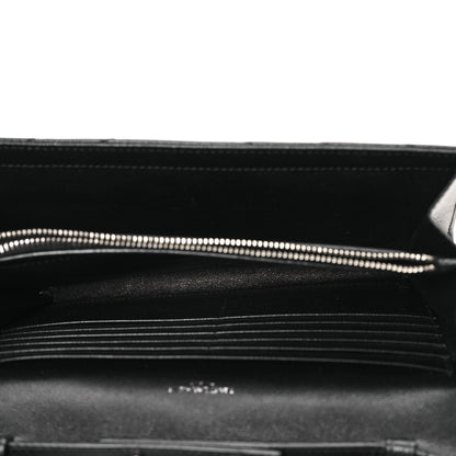 Saint Laurent Grain De Poudre Matelasse Chevron Monogram Chain Wallet Black 5 of 12