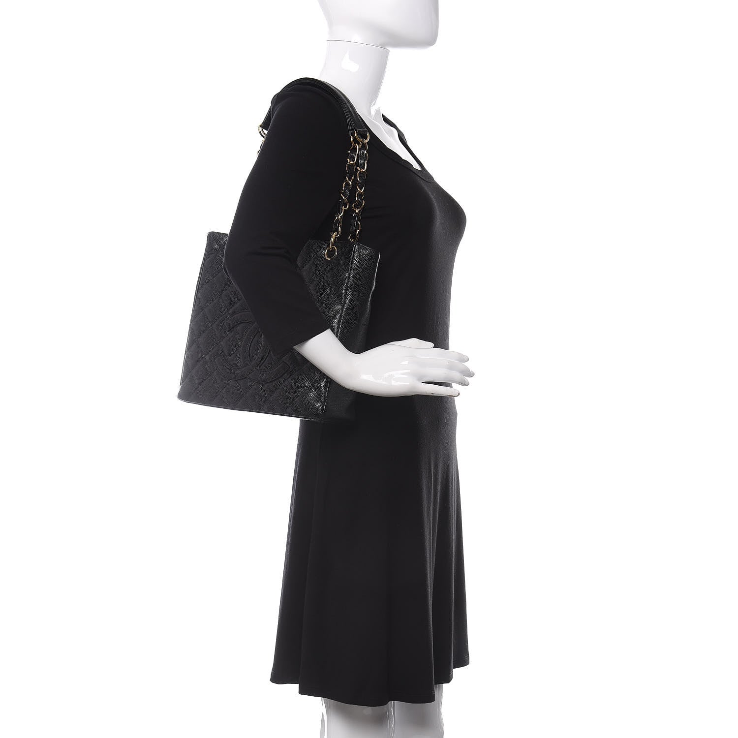Chanel Caviar Quilted Petit Shopping Tote PST Black 2 of 10