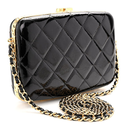 Chanel Glazed Goatskin Quilted Box With Chain Black 3 of 10
