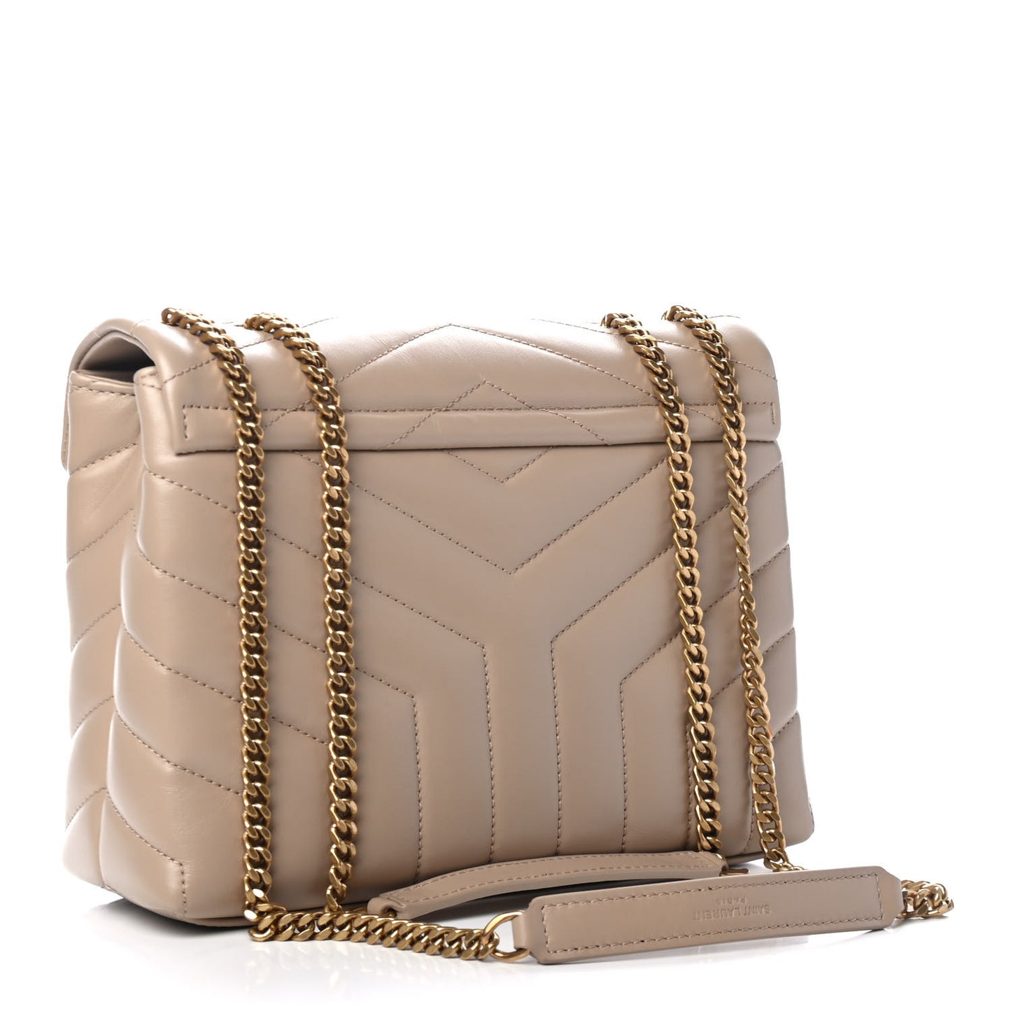 Calfskin Y Quilted Monogram Small Loulou Chain Satchel Dark Beige