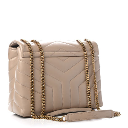 Saint Laurent Calfskin Y Quilted Monogram Small Loulou Chain Satchel Dark Beige 2 of 4