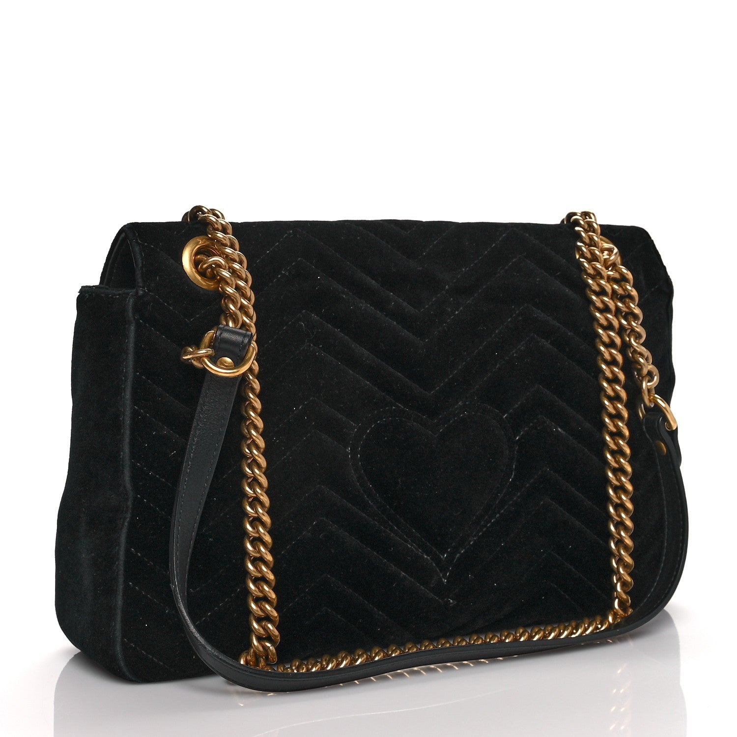 Gucci Velvet Matelasse Medium GG Marmont Shoulder Bag Black 3 of 16