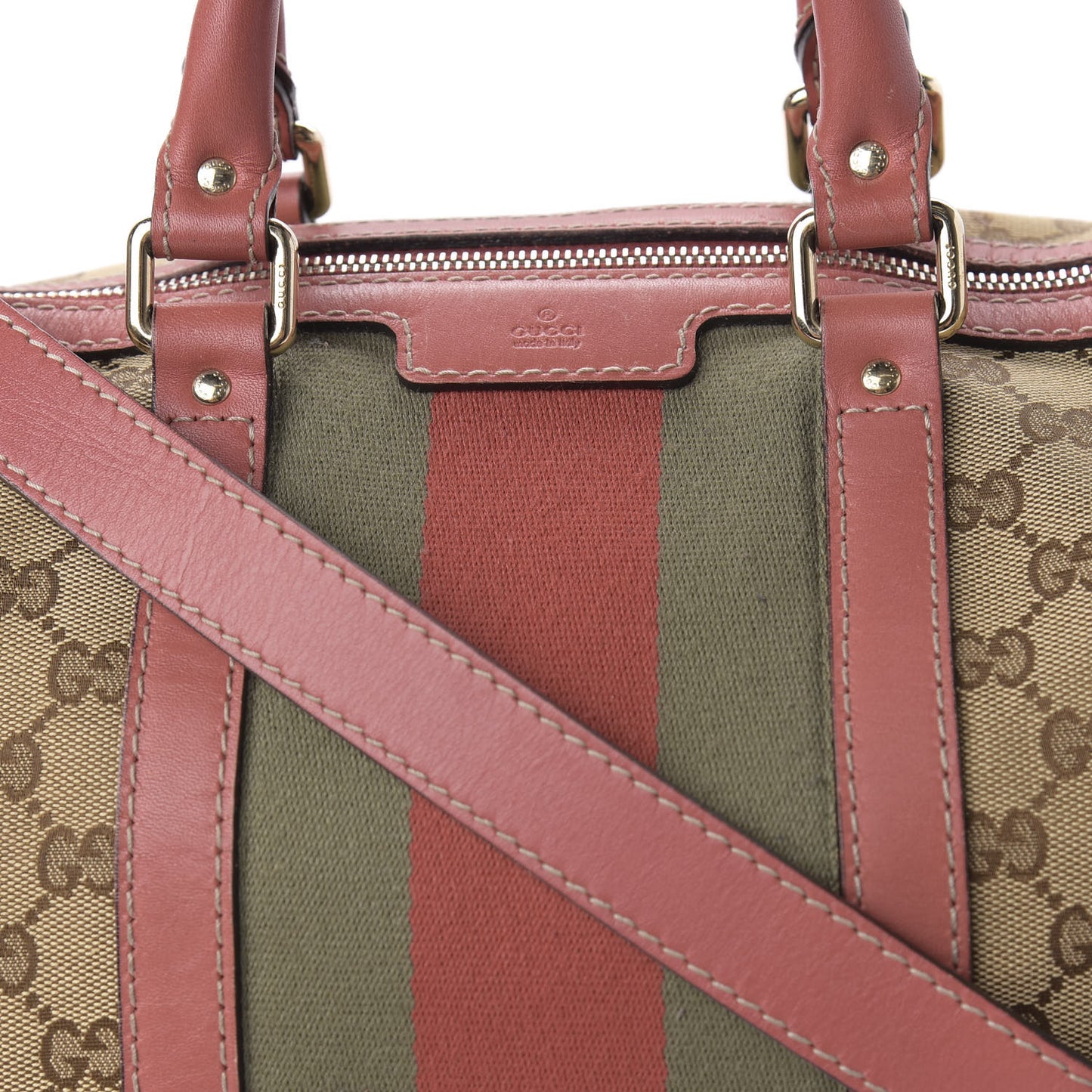 Monogram Vintage Web Medium Boston Pink