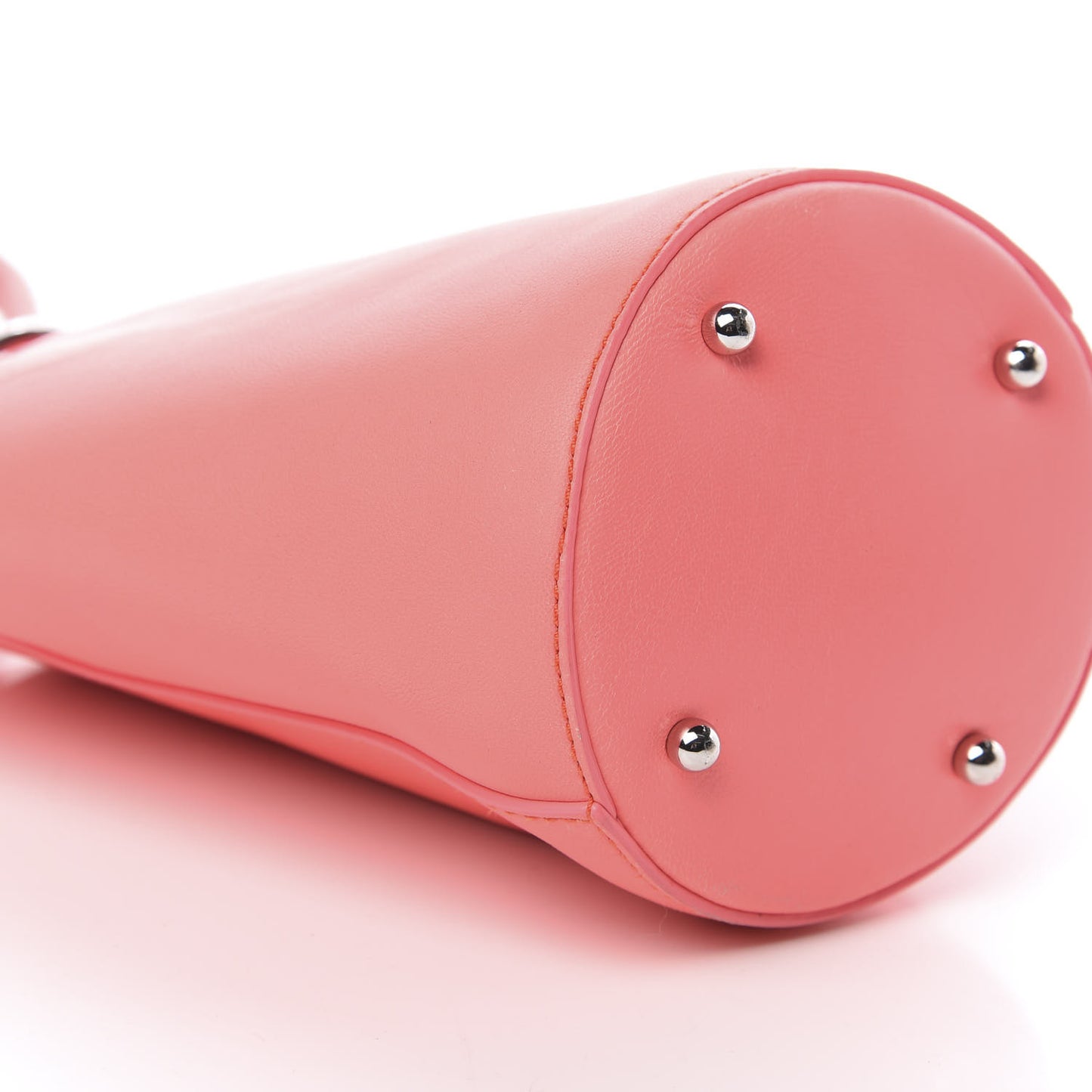 Calfskin Roxy Mini Chain Bucket Neon Pink Silver Hardware