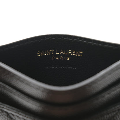 Saint Laurent Grain De Poudre Matelasse Chevron Monogram Credit Card Case Black 6 of 8