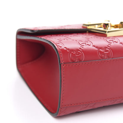 Gucci Guccissima Small Padlock Shoulder Bag Hibiscus Red 8 of 10