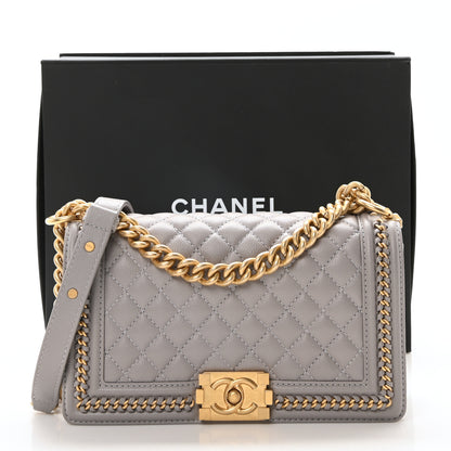 Chanel Caviar Quilted Chain Around Medium Boy Flap Grey 10 of 10