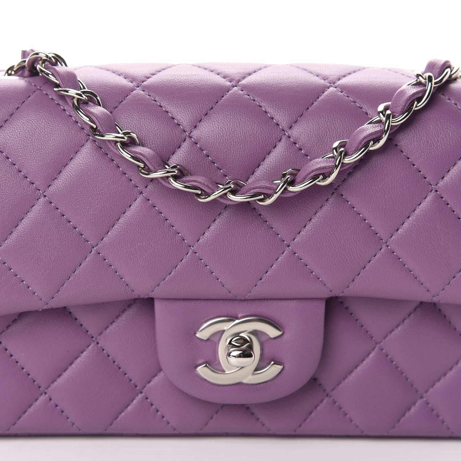 Chanel Lambskin Quilted Mini Rectangular Flap Purple 10 of 11